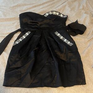 Taboo Black Strapless Dress with Silver Accents